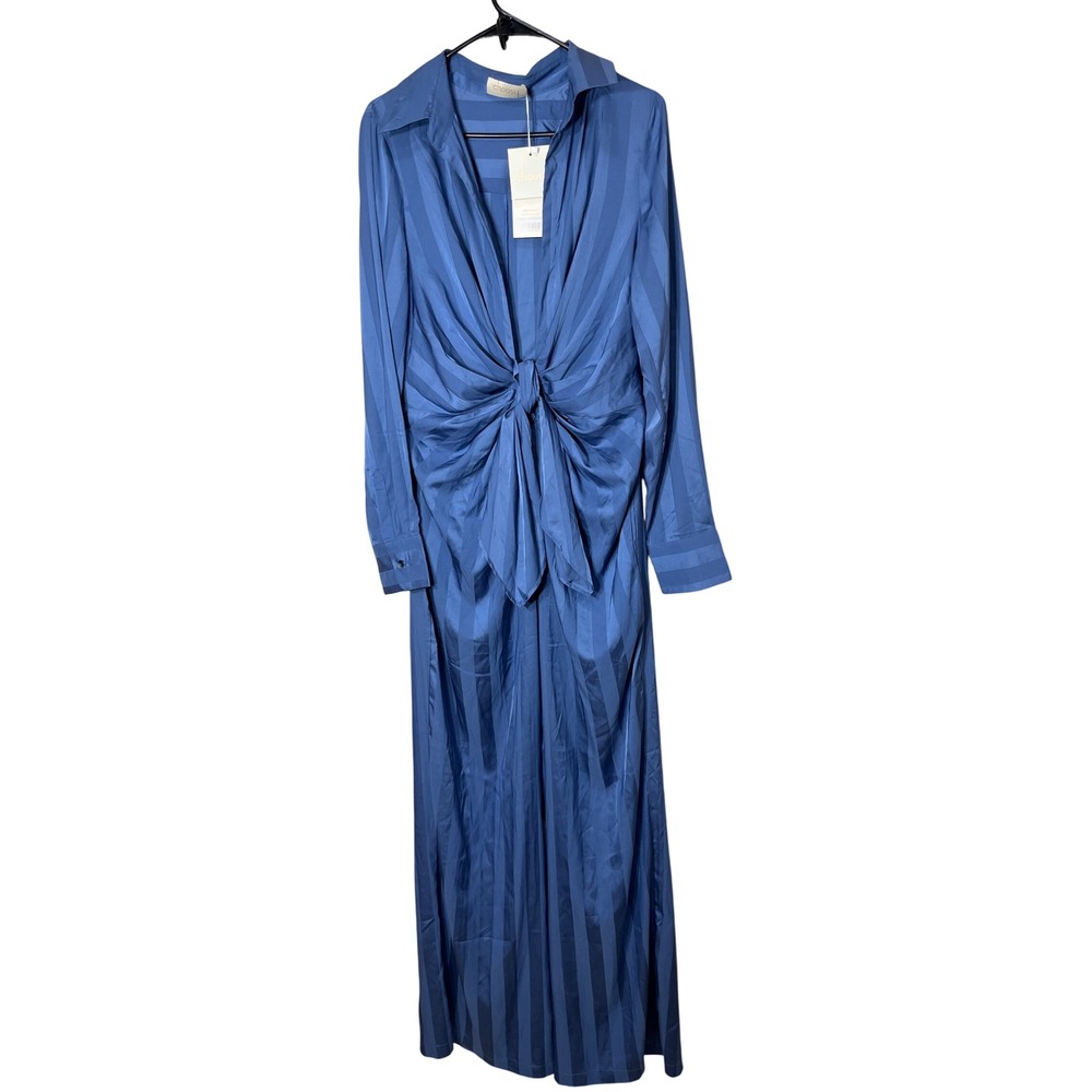 NWT Choosy Blue Striped Satin Jumpsuit Long Sleeve Size 8